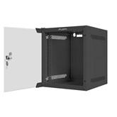 Lanberg 10" fali rack szekrény 6U/280X310, üvegajtó, lapraszerelt, fekete