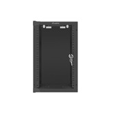 Lanberg 10" fali rack szekrény 9U/280X310, üvegajtó, lapraszerelt, fekete
