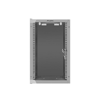 Lanberg 10" fali rack szekrény 9U/280X310, üvegajtó, lapraszerelt, szürke