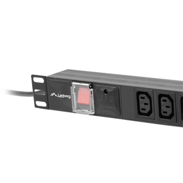 Lanberg 19" PDU/elosztósor 1U 10A 2m 10X IEC C13 aljzat, fekete C14