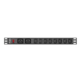 Lanberg 19" PDU/elosztósor 1U 16A 2m 2X C19 8X IEC C13 aljzat, fekete C20