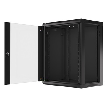 Lanberg 19" fali rack szekrény 15U/600X450 üvegajtó, lapraszerelt, fekete V2