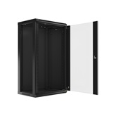 Lanberg 19" fali rack szekrény 22U/600X450 üvegajtó, lapraszerelt, fekete V2