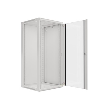 Lanberg 19" fali rack szekrény 27U/600X600 üvegajtó, lapraszerelt, szürke V2