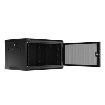Lanberg 19" fali rack szekrény 6U/600X450 perforált ajtó, lapraszerelt, fekete
