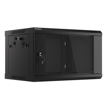 Lanberg 19" fali rack szekrény 6U/600X450 üvegajtó, lapraszerelt, fekete V2