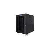 Lanberg 19" szabadon álló rack szekrény 15U/800X1000 üvegajtó, lapraszerelt, LCD kijelző, fekete V2