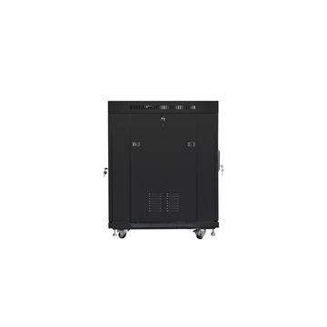 Lanberg 19" szabadon álló rack szekrény 15U/800X1000 üvegajtó, lapraszerelt, LCD kijelző, fekete V2