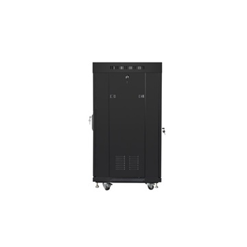 Lanberg 19" szabadon álló rack szekrény 22U/600X600 perforált ajtó, lapraszerelt, LCD kijelző, fekete V2