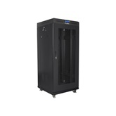 Lanberg 19" szabadon álló rack szekrény 27U/600X600 perforált ajtó, lapraszerelt, LCD kijelző, fekete V2