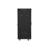 Lanberg 19" szabadon álló rack szekrény 27U/600X600 perforált ajtó, lapraszerelt, LCD kijelző, fekete V2