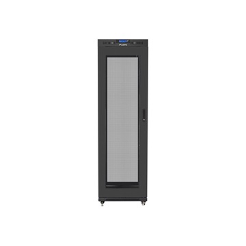 Lanberg 19" szabadon álló rack szekrény 42U/600X600 perforált ajtó, lapraszerelt, LCD kijelző, fekete V2