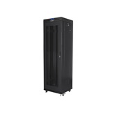 Lanberg 19" szabadon álló rack szekrény 42U/600X600 perforált ajtó, lapraszerelt, LCD kijelző, fekete V2