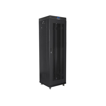 Lanberg 19" szabadon álló rack szekrény 42U/600X600 perforált ajtó, lapraszerelt, LCD kijelző, fekete V2