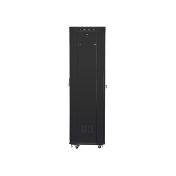 Lanberg 19" szabadon álló rack szekrény 42U/600X600 perforált ajtó, lapraszerelt, LCD kijelző, fekete V2