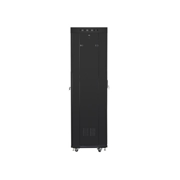 Lanberg 19" szabadon álló rack szekrény 42U/600X600 perforált ajtó, lapraszerelt, LCD kijelző, fekete V2
