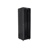 Lanberg 19" szabadon álló rack szekrény 42U/600X600 üvegajtó, lapraszerelt, LCD kijelző, fekete V2
