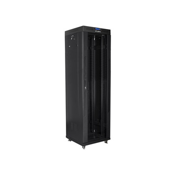 Lanberg 19" szabadon álló rack szekrény 42U/600X600 üvegajtó, lapraszerelt, LCD kijelző, fekete V2