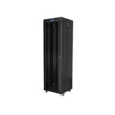 Lanberg 19" szabadon álló rack szekrény 42U/600X600 üvegajtó, lapraszerelt, LCD kijelző, fekete V2