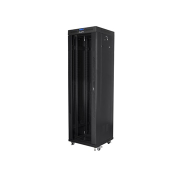 Lanberg 19" szabadon álló rack szekrény 42U/600X600 üvegajtó, lapraszerelt, LCD kijelző, fekete V2