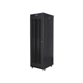 Lanberg 19" szabadon álló rack szekrény 42U/600X800 perforált ajtó, lapraszerelt, LCD kijelző, fekete V2