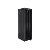 Lanberg 19" szabadon álló rack szekrény 42U/600X800 üvegajtó, lapraszerelt, LCD kijelző, fekete V2