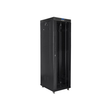 Lanberg 19" szabadon álló rack szekrény 42U/600X800 üvegajtó, lapraszerelt, LCD kijelző, fekete V2