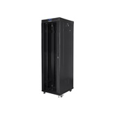 Lanberg 19" szabadon álló rack szekrény 42U/600X800 üvegajtó, lapraszerelt, LCD kijelző, fekete V2