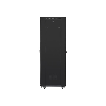 Lanberg 19" szabadon álló rack szekrény 42U/600X800 üvegajtó, lapraszerelt, LCD kijelző, fekete V2