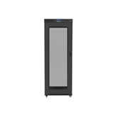 Lanberg 19" szabadon álló rack szekrény 42U/800X1000 perforált ajtó, lapraszerelt, LCD kijelző, fekete V2