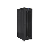 Lanberg 19" szabadon álló rack szekrény 42U/800X1000 perforált ajtó, lapraszerelt, LCD kijelző, fekete V2