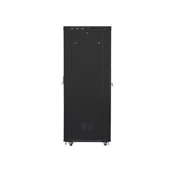 Lanberg 19" szabadon álló rack szekrény 42U/800X1000 perforált ajtó, lapraszerelt, LCD kijelző, fekete V2