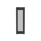 Lanberg 19" szabadon álló rack szekrény 47U/800X1000 perforált ajtó, lapraszerelt, LCD kijelző, fekete V2