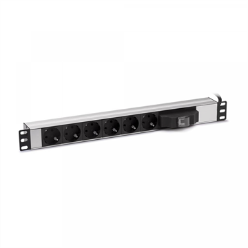 FORMRACK PDU 1U 19" megszakítóval, 6 aljzat (Schuko)