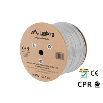 Lanberg Cat.6a U/FTP réz fali kábel 305m, LSZH, AWG23, 500Mhz, Dca, szürke CPR