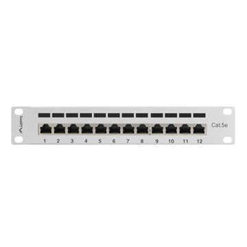 Lanberg Patch panel 12 port 1U 10" CAT.5e árnyékolt, szürke