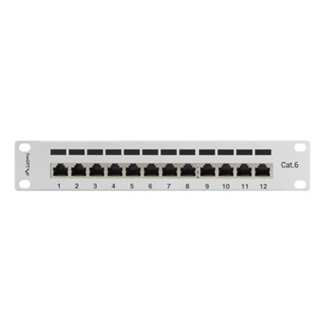 Lanberg Patch panel 12 port 1U 10" CAT.6 árnyékolt, szürke