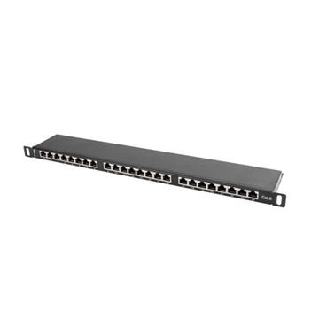 Lanberg Patch panel 24 port 0.5U 19" CAT.6 árnyékolt, fekete