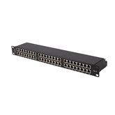 Lanberg Patch panel 48 port 1U 19" CAT.5e FTP, árnyékolt, fekete