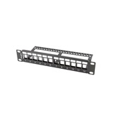 Lanberg Üres patch panel 12 port 1U 10" tehermentesítővel, fekete