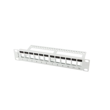 Lanberg Üres patch panel 12 port 1U 10" tehermentesítővel, szürke