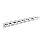 Lanberg Üres patch panel 24 port 1U 19" tehermentesítővel, szürke