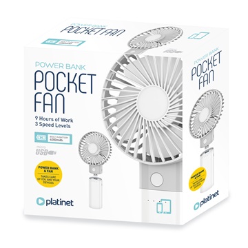 PLATINET  Asztali ventilátor + Powerbank - Fehér -  45237