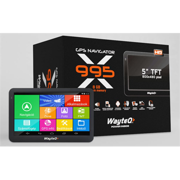 WAYTEQ 5" x995 8GB Bluetooth + Sygic 3D Teljes Európa Navigációs szoftver