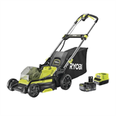 Ryobi 18 V szénkefe nélküli 40 cm-es fűnyíró, 1 x 5.0 Ah akkumulátorral és töltővel, - RY18LMX40C-150