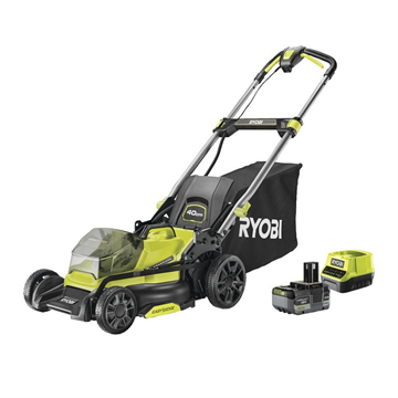 Ryobi 18 V szénkefe nélküli 40 cm-es fűnyíró, 1 x 5.0 Ah akkumulátorral és töltővel, - RY18LMX40C-150