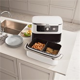 Ninja 10,4L Foodi FlexDrawer Dual forrólevegős sütő - AF500EUWH - Ezüst/Fehér