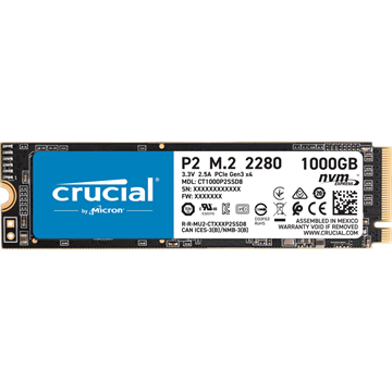 Crucial SSD 1TB P2 M.2 2280 PCIe 3 x4 NVMe