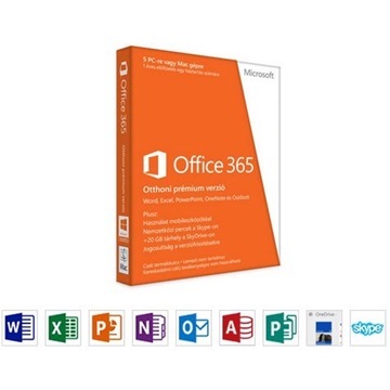 SW MS Office 365 Home Premium 32/64bit Hungarian Subscr 1 Year Medialess