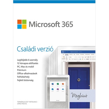 Microsoft 365 Home P6 Mac/Win Hungarian EuroZone Subscr 1YR Medialess /6GQ-01156/